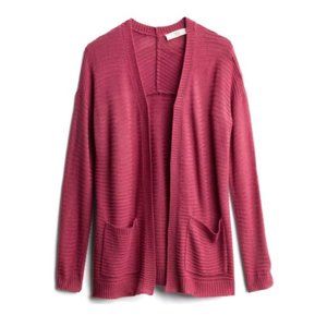 Pinque Ribbed Pocket Cardigan Raspberry Pink Small